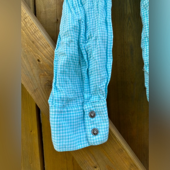 Vintage Western Shirt Cowgirl Southwestern Aqua Orange Country Top Festival - Picture 6 of 17